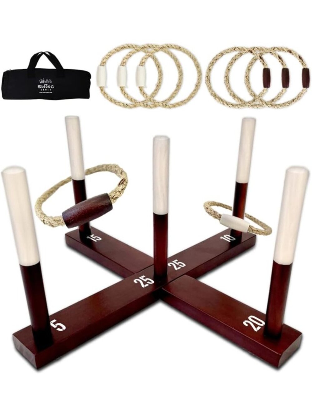 Rustic Ring Toss Game - All Weather, Easy Setup, Fun for Adults & Kids - Outdoor